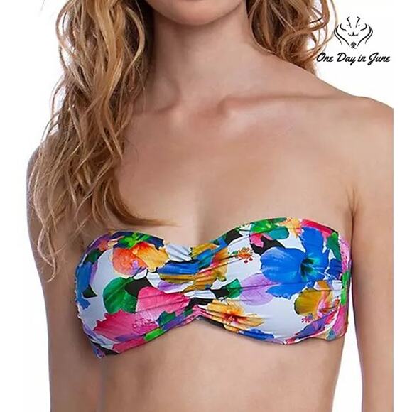 Nanette Lepore Technicolor Tropical Tease Bikini Top Swimsuit Size 12 - Picture 1 of 5